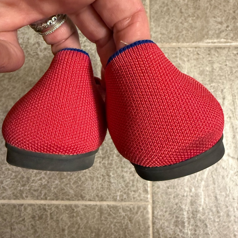 Rothy's Bold Red Flats with Blue Accents - Picture 3 of 5